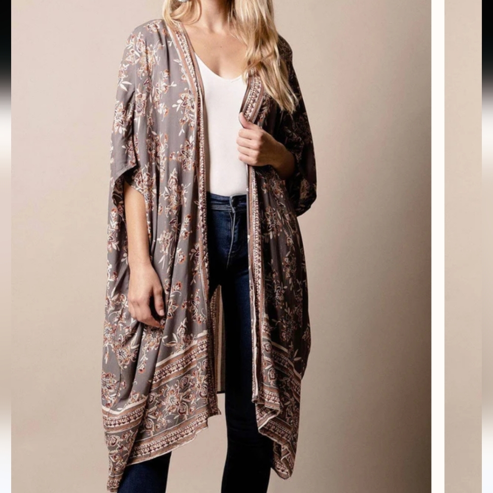 Angie Open Front Kimono Duster Boho Festival Medium